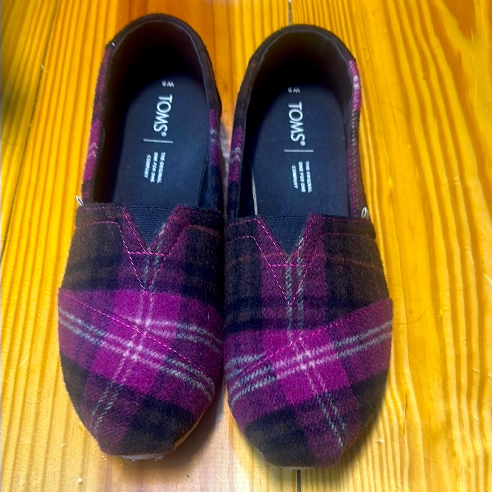 Toms Plaid Flats in Pink and Black